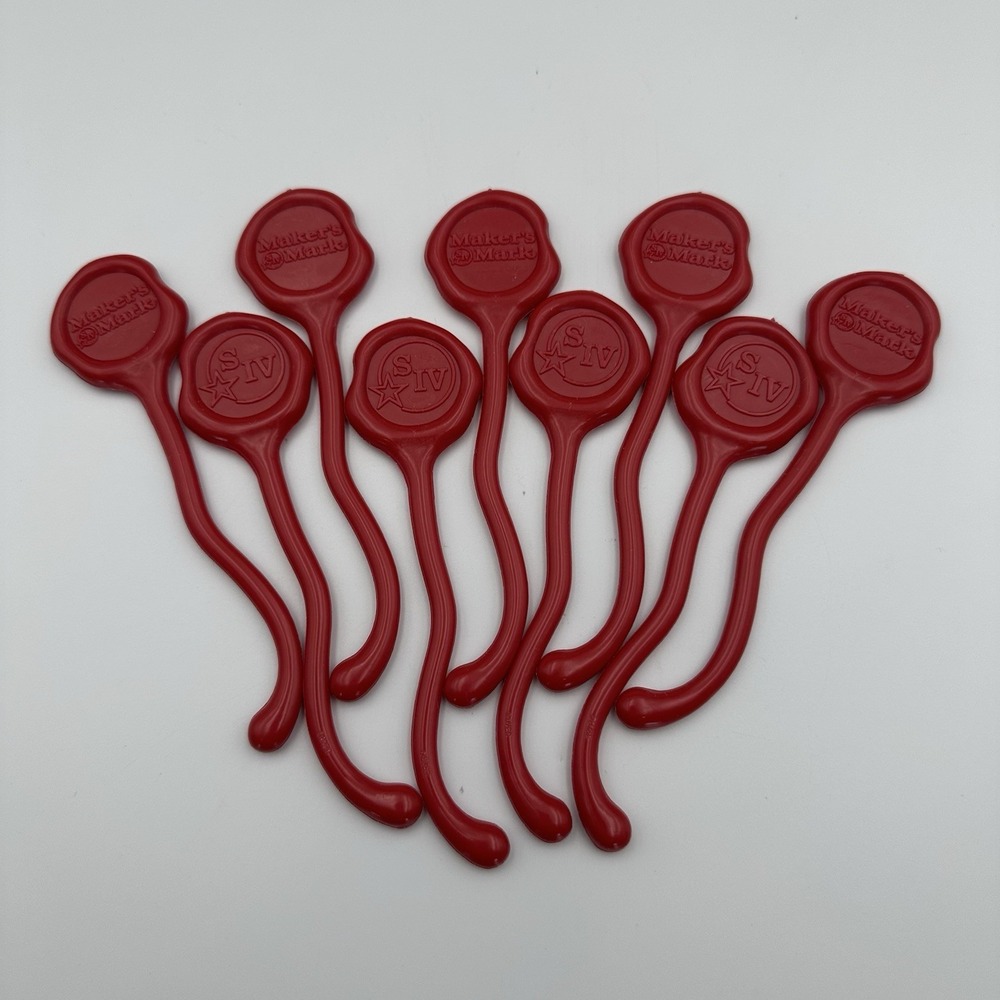 (9) Maker's Mark Bourbon Whiskey S IV Red Wax Stir Swizzle Sticks Barware
